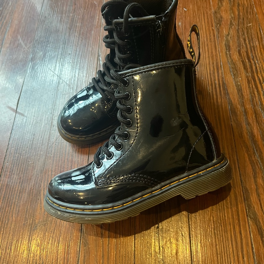 Dr. Martens Kids Black Patent Leather Boots